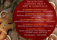 Przejdź do - Świąteczne godziny pracy MBP w Gorlicach